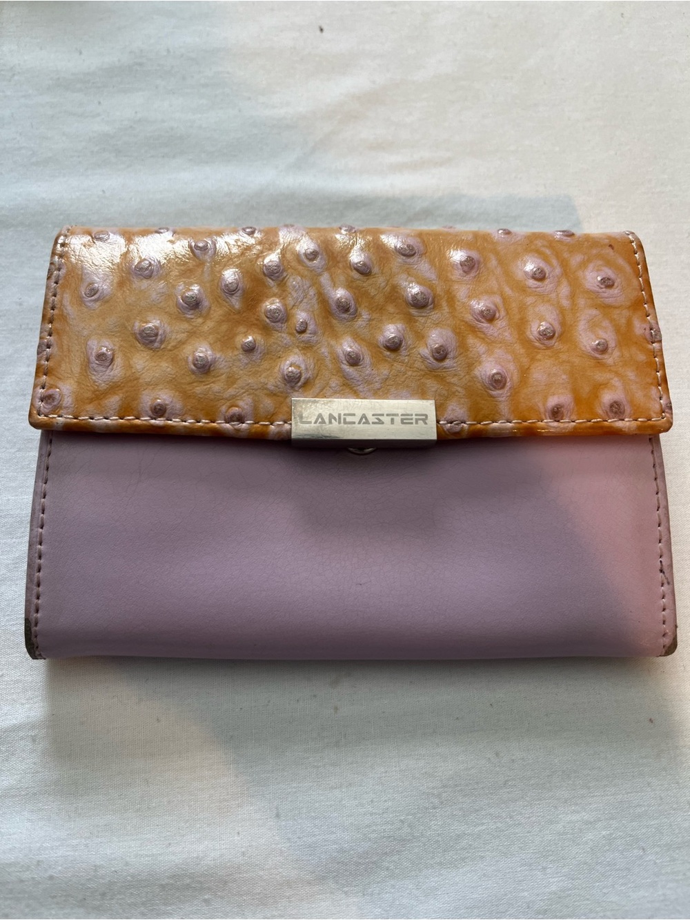 Lancaster Two-Tone Pink and Tan Leather Wallet